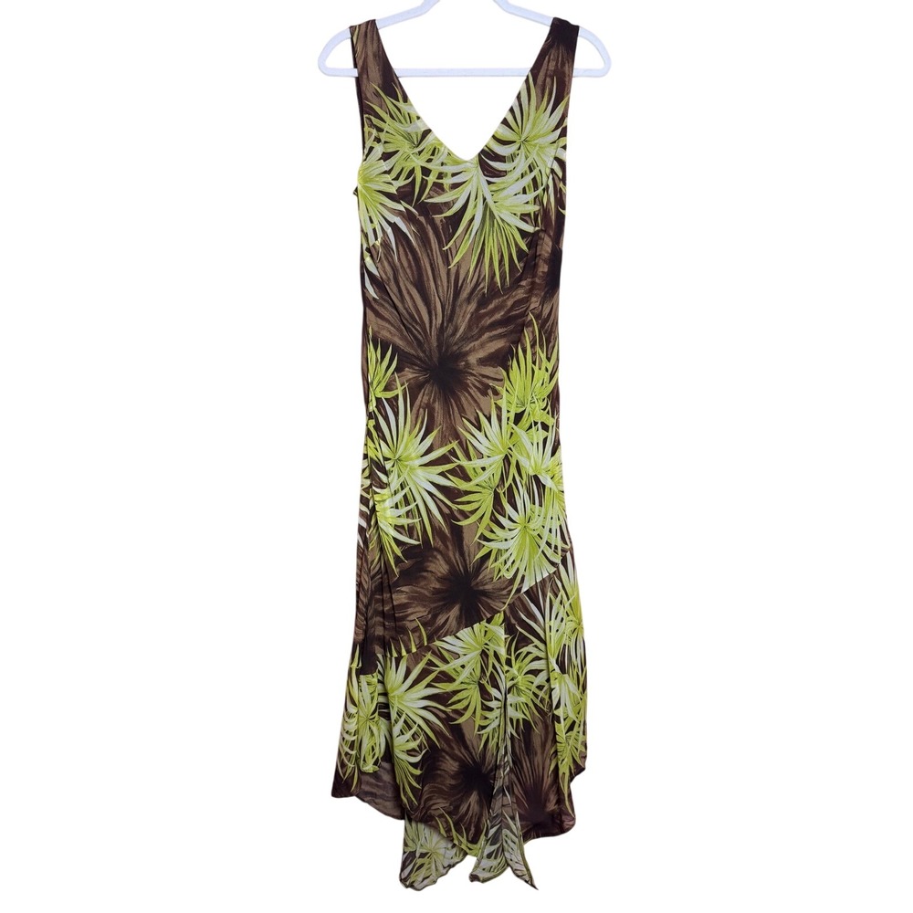 Vintage 90's Ariella London Tropical Vacation Maxi Women UK 18 Handkerchief Hem